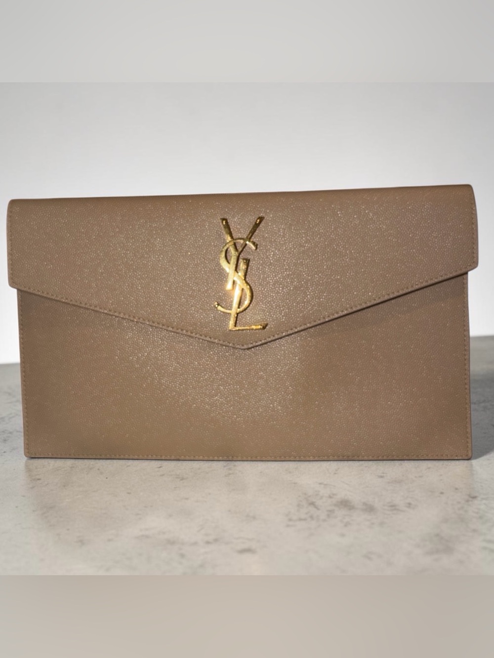 Saint Laurent Uptown Pouch in Grain De Poudre Embossed Leather